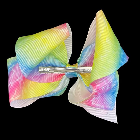 Large Rainbow Fabric Bow Hair Clip - Picture 2 of 2